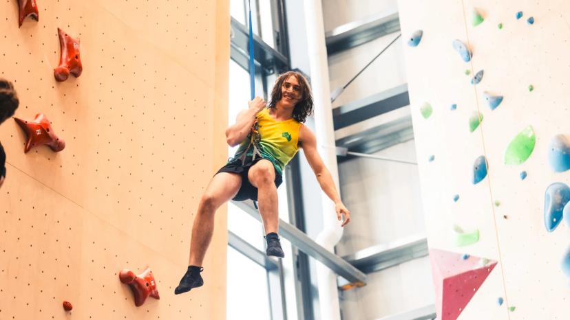 Melbourne (AUS), 26 November 2023- Dylan MARLOW of Australia competes in the Speed-finals during the IFSC Oceania Qualifier in Melbourne (AUS)-13