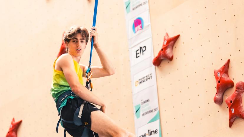 Melbourne (AUS), 26 November 2023- Erasmus DARWIN of Australia competes in the Speed-qualifications during the IFSC Oceania Qualifier in Melbourne (AUS)-15