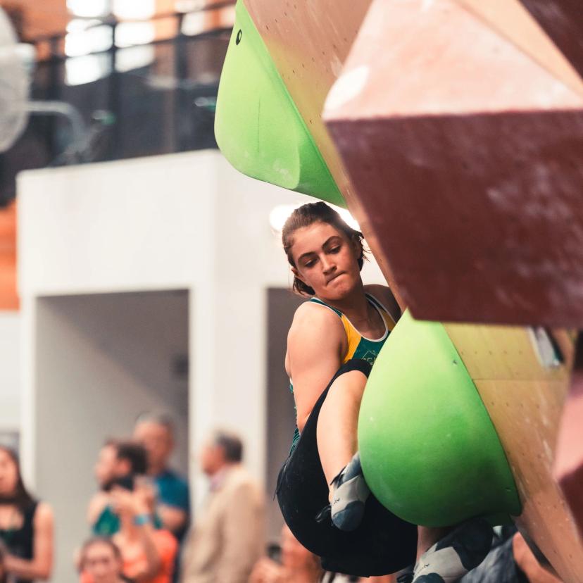 Melbourne (AUS), 24 November 2023- Clea HALL of AUstralia competes in the Boulder &-Lead semi-finals during the IFSC Oceania Qualifier in Melbourne (AUS).-5