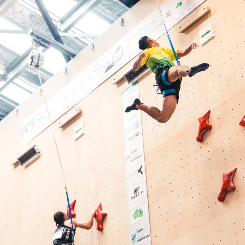 Melbourne (AUS), 26 November 2023- Joel SOH of Australia competes in the Speed-qualifications during the IFSC Oceania Qualifier in Melbourne (AUS)