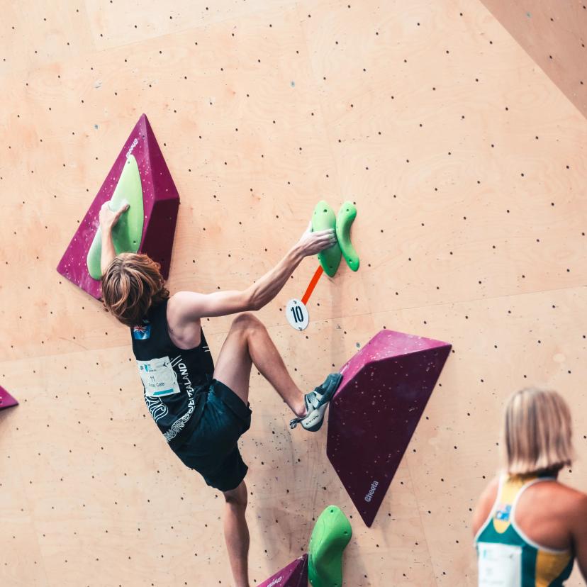 Melbourne (AUS), 24 November 2023- Finlay CATE of New Zealand competes in the Boulder &-Lead semi-finals during the IFSC Oceania Qualifier in Melbourne (AUS).-2-2