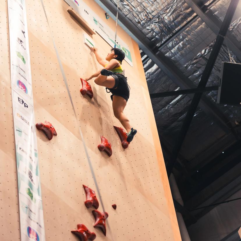Melbourne (AUS), 26 November 2023- Justina CHAN of Australia competes in the Speed-finals during the IFSC Oceania Qualifier in Melbourne (AUS)