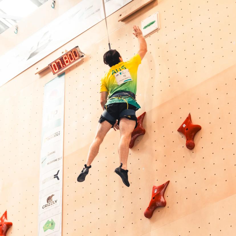 Melbourne (AUS), 26 November 2023- Hayden BARTON of Australia competes in the Speed-qualifications during the IFSC Oceania Qualifier in Melbourne (AUS)-18
